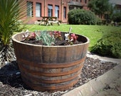 2 x WHISKY OAK BARRELS Planter Pot - half cut Wooden Keg Barrels ideal for the garden