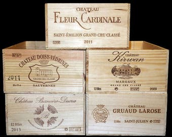 GRAND CRU CLASSE 12 Bottle French wooden wine box - First Growth wine crate - Ideal for storage solutions or for your cellar store