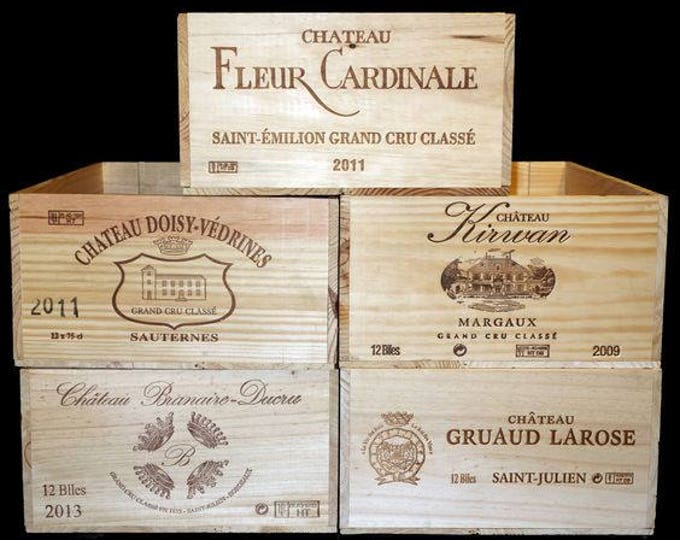 GRAND CRU CLASSE 12 Bottle French wooden wine box - First Growth wine crate