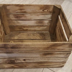 1 x Burntwood Vintage Rustic European Wooden Apple Crates, ideal storage boxes box display crate bookshelf idea image 2