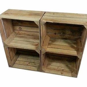 Juego de 6 cajas de almacenamiento vintage de madera auténtica para vino de manzana, estilo rústico shabby chic.