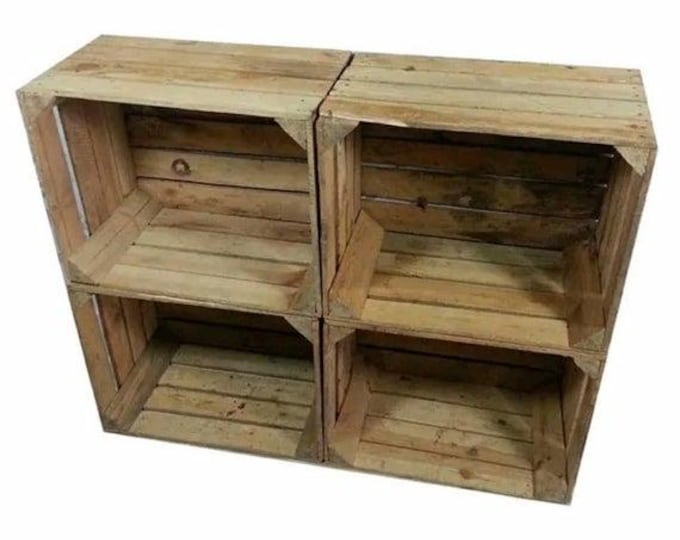 Set of 6 GENUINE Wooden Vintage Storage Crate Apple Wine Box Rustic Shabby Chic