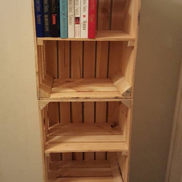 3 x APPLE CRATES avec ÉTAGÈRE - Présentoir d’étagère idéal / bibliothèque / solution de rangement / armoire DVD - caisse de pommes faite à la main, boîte de boisseau