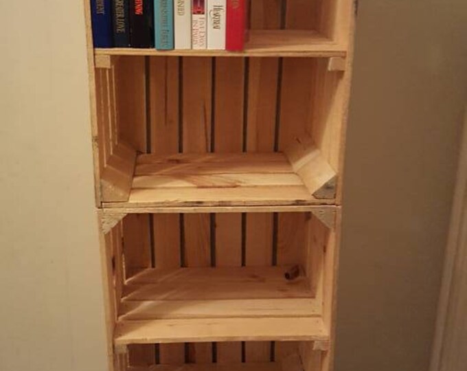 3 x APPLE CRATES with SHELF - Ideal shelving display / bookcase / storage solution / dvd cabinet - handmade apple crate , bushel box