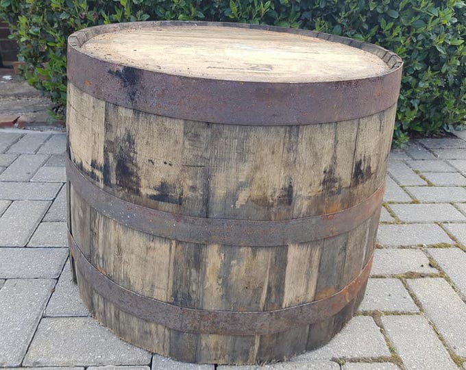 FLAT TOP Oak Whiskey BARREL - Ideal Garden table, Coffee table , Side stand, Patio table, Drinks table