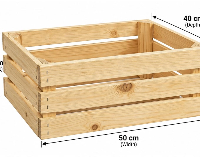 Rustic Wooden Storage Crate Natural or Burnt Wood Box Display Storage 50x40x22cm