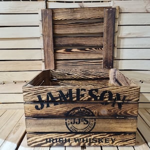 JAMESON IRISH WHISKY Branded Rustic Retro Wood Apple Crate Storage Box Chest Trunk For Man cave or She shed