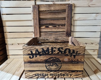 JAMESON IRISH WHISKY Branded Rustic Retro Wood Apple Crate Storage Box Chest Trunk For Man cave or She shed