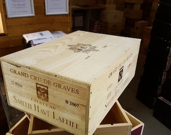 FRENCH wooden wine box WITH LID -Traditional  Box  / Crate / Storage unit