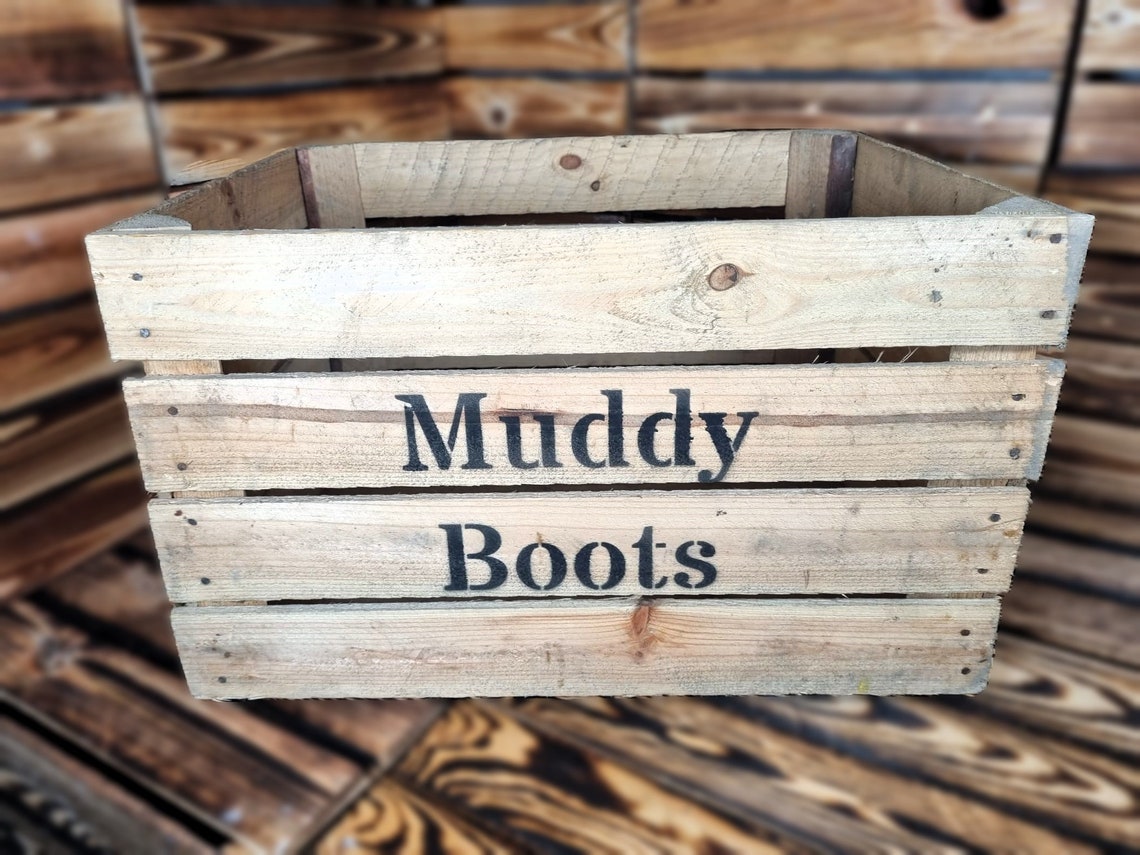 Muddy Boot Rack Wellie Boot Rack & Shoe Rack - Rustic Wooden Storage Box - Custom Muddy ...