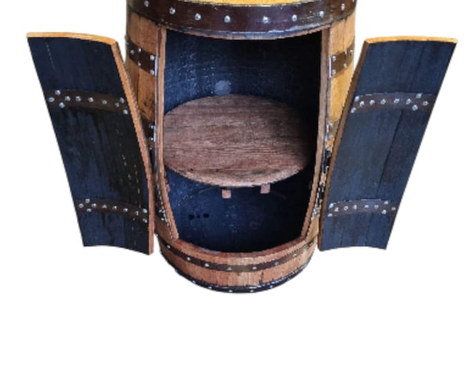 LAPHROAIG SCOTCH WHISKY Branded - Rustic Bourbon Barrel Cask Handcrafted Drinks Cabinet / Home Bar / Man Cave