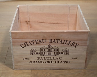 Wooden Wine Box Crate. 6 Magnum bottle size. French, Genuine, Vintage, Shabby Chic