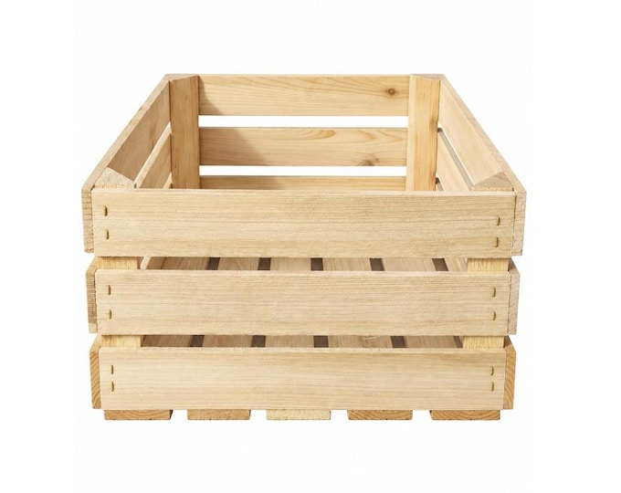 Rustic Wooden Storage Crate Natural or Burnt Wood Box Display Storage 50x40x22cm