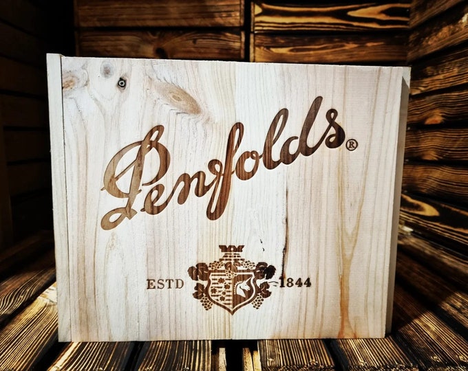 Penfolds St Henri Shiraz - Traditional AUSTRALIAN WOODEN WINE  Box  / Crate / Storage unit (6 bottle size) with lid