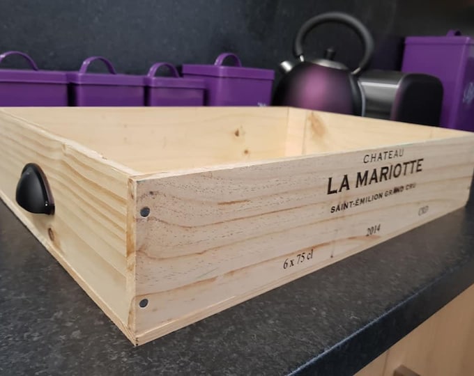 French Wooden Wine box TRAY with handles- Dinner tray, tea tray, breakfast tray, wedding tray.  Lap Tray serving tray for Restaurant/ bar