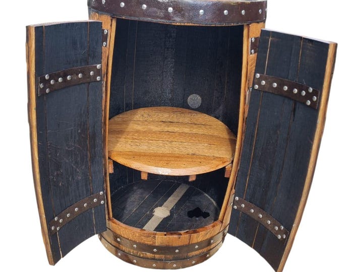 THE DALMORE - Rustic Bourbon Barrel Cask Handcrafted Drinks Cabinet / Home Bar / Man Cave