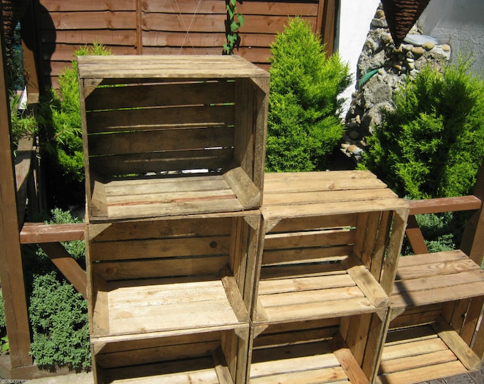 1 x Vintage Rustic European Wooden Apple Crates, ideal storage boxes box display crate bookshelf idea