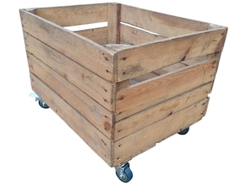 Vintage Wooden Apple Crate WITH CASTORS, LP & Record storage - Ideal way to store / display your vinyl