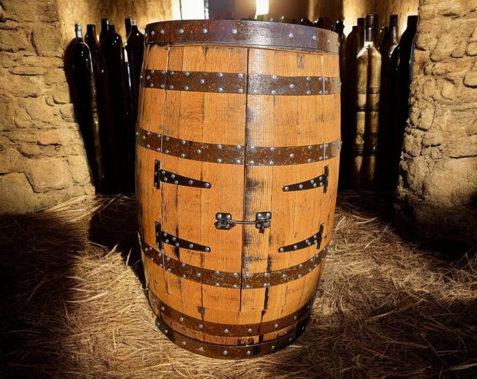 Rustic Bourbon Barrel Cask Handcrafted Drinks Cabinet / Home Bar / Man Cave