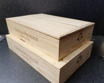Ideal Crafts Display Box / Organiser - 1 x LIDDED Long Sided Half Sized Traditional Flat  / Tray Frech WOODEN WINE  Box  / Crate / Storage