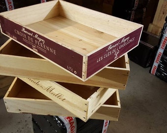Pack of 3 Traditional Flat  / Tray FRENCH WOODEN WINE  Box  / Crate / Storage unit