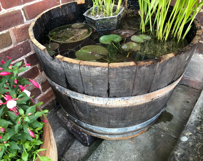 2 x WINE OAK BARRELS Planter Pot - half cut Wooden Keg Barrels ideal for the garden