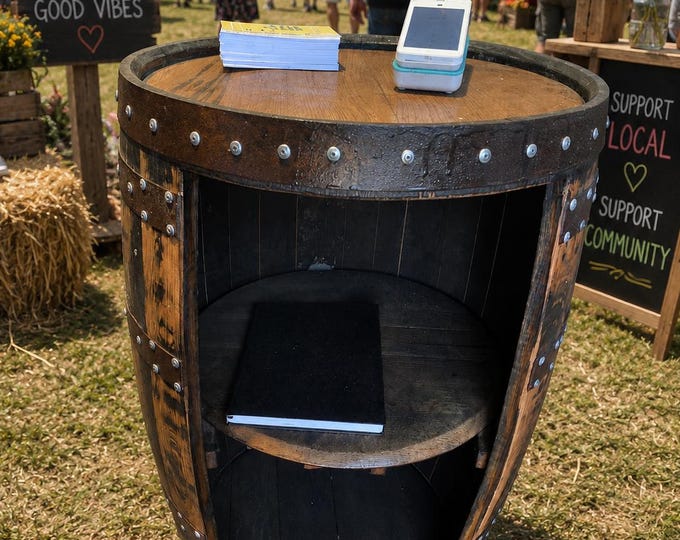 Portable Whisky Barrel Display Counter Farm Shop Bar Restaurant Retail POS Stand
