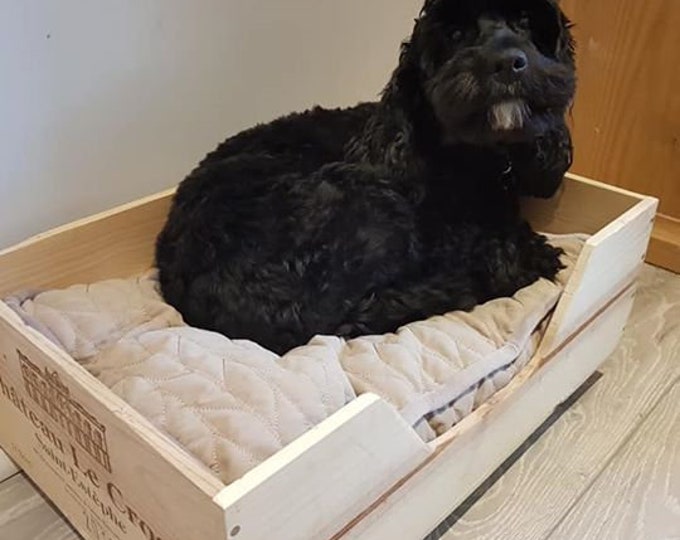 Reclaimed wooden wine box PET BED for small dogs & cats