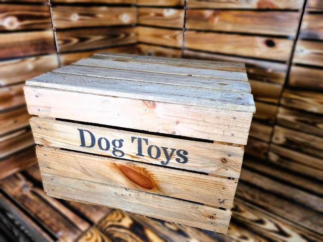 Large Dog Toys Chest Storage Collection Tidy Box Wooden Crate Gift ...
