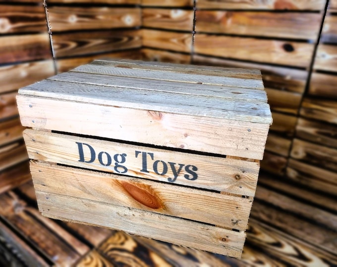 Large Dog Toys Chest Storage Collection Tidy Box Wooden Crate Gift Organiser - WITH LID