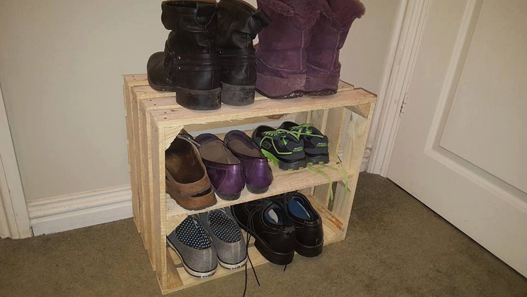 Shoe Rack EXTRA DEPTH Wooden, Rustic, Handmade, Vintage Style, Shoe Rack,  Apple Crate, Shoe Storage Solution 