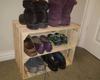 2 x wooden shoe rack  / organiser- handmade apple fruit crate box