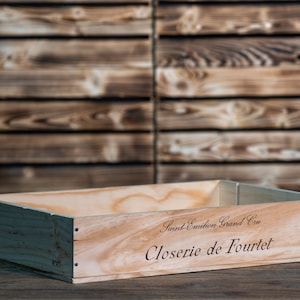 Traditional FRENCH WOODEN WINE Box Crate Storage unit 6 bottle Shallow size Long Sided Logo image 4