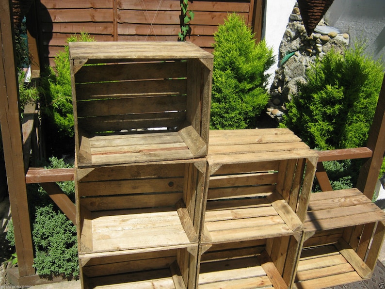 3 X Vintage Rustic European Wooden Apple Crates Ideal Storage