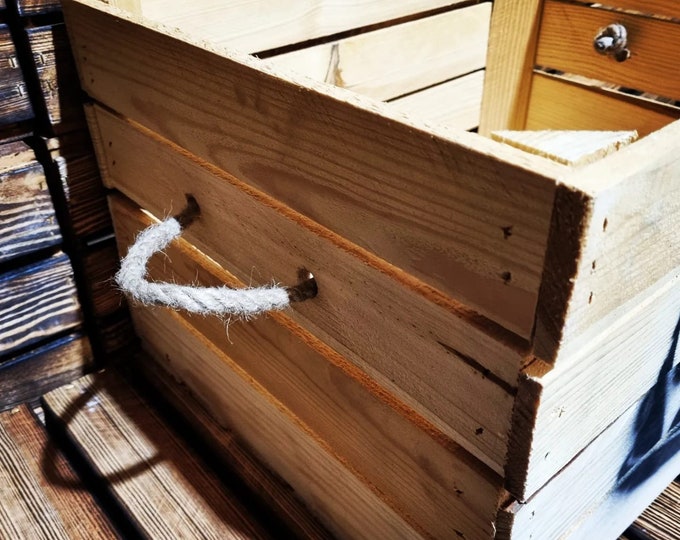 VW Camper VOLKSWAGON Rustic Apple Box Crate - Trunk / Camping / Storage / Garage / Man Cave (Handles & Lid)