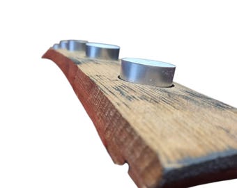 Candle holder handmade from a vintage oak Scottish whisky barrel stave