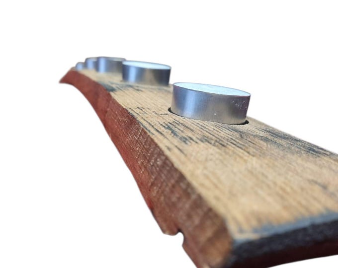 Candle holder handmade from a vintage oak Scottish whisky barrel stave