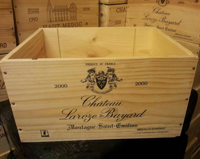 3 x Mixed FRENCH WINE BOXES Used wooden crates - Storage solutions hampers shabby chic - Champange / Port Boxes