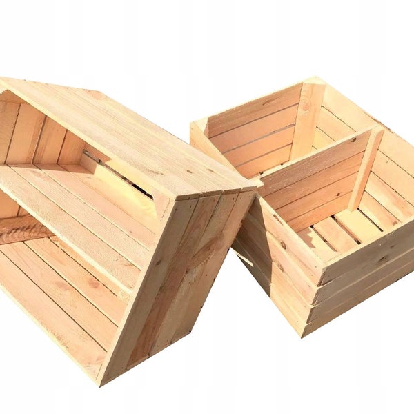 New Handmade  Fruit Crate with shelf -  Wooden Apple Crates, ideal storage boxes box display, Crate End Table,  Shop Display