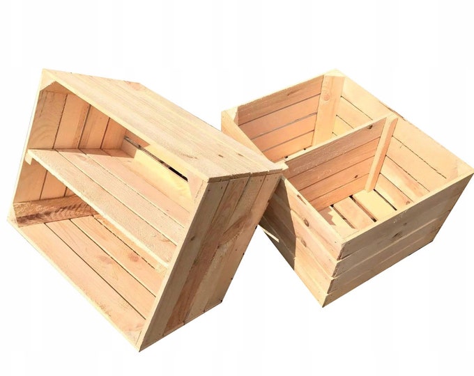New Handmade  Fruit Crate with shelf -  Wooden Apple Crates, ideal storage boxes box display, Crate End Table,  bedside table