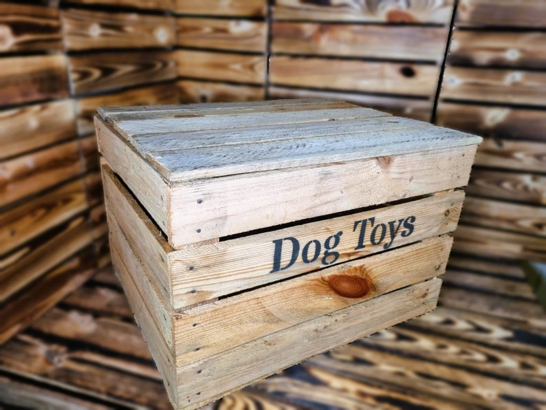 Large Dog Toys Chest Storage Collection Tidy Box Wooden Crate Gift ...