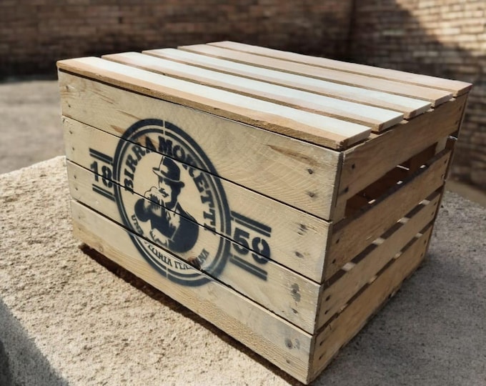 BIRRA MORETTI BEER Lager Branded Rustic Retro Wood Apple Crate Storage Box Chest Trunk For Man cave or She shed