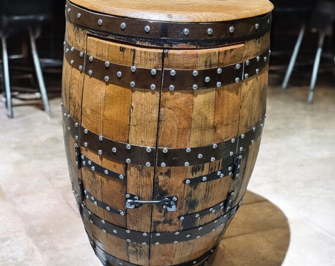 SOUTHERN COMFORT Branded - Rustic Bourbon Barrel Cask Handcrafted Drinks Cabinet / Home Bar / Man Cave