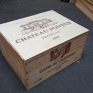 FRANSE HOUTEN WIJN Doos met deksel - Krat / opbergeenheid (grootte 6 flessen) Kerstpakket Geschenkdoos