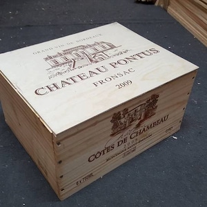 FRENCH WOODEN WINE Box with lid  - Crate / Storage unit (6 bottle size) Christmas Hamper Gift box