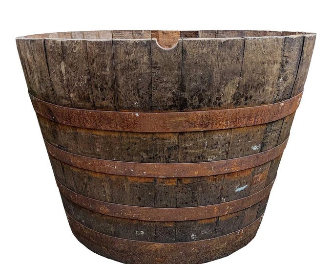 EXTRALARGE HALF Whiskey Barrel Cask - Choose your quantity, Free delivery - Reclaimed Oak Cask Planters - 65CM Tall x 90cm wide