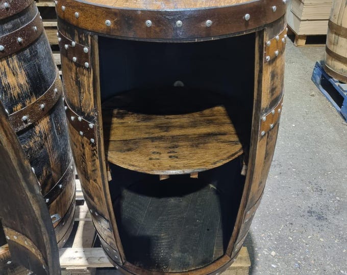 Rustic Bourbon Barrel Cask Handcrafted Drinks Cabinet / Home Bar / Man Cave