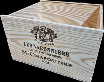 CHAPOUTIER 6 BOTTLE ~ French, Genuine ~ Vintage, Storage, Shabby Chic Wooden Wine Box Crate