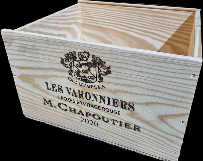 CHAPOUTIER 6 BOTTLE ~ French, Genuine ~ Vintage, Storage, Shabby Chic Wooden Wine Box Crate