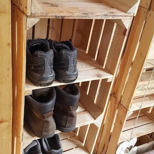 Handgemaakte vintage APPLE CRATE-doos met korte plank - Natuurlijke houtafwerking - IDEAL boekenplank / opberger / schoenenrek / winkeldisplay